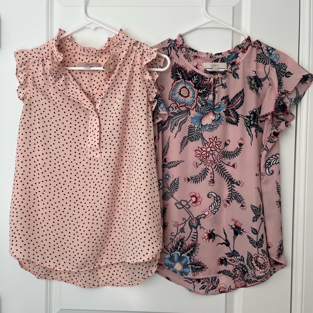 LOFT flutter neck top blouses Size small